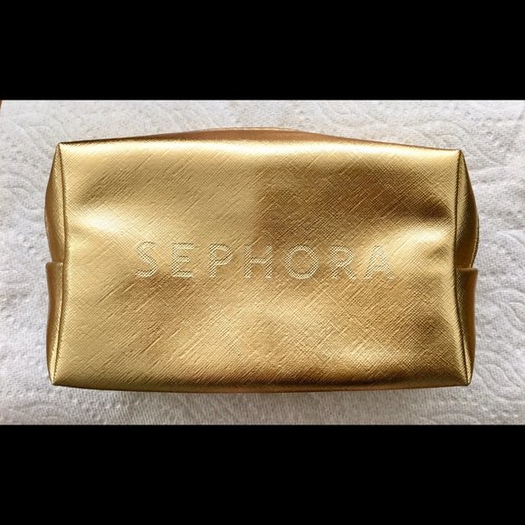Sephora Gold Tone Cosmetic Bag - Picture 1 of 2